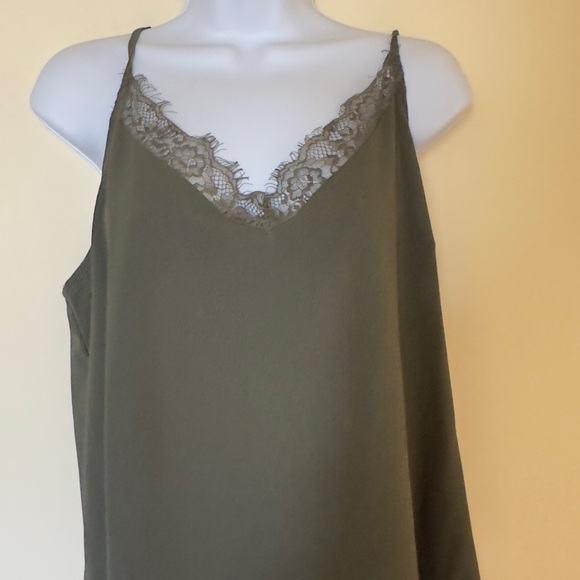 Olive Lace Trim Tank Top - Picture 1 of 4